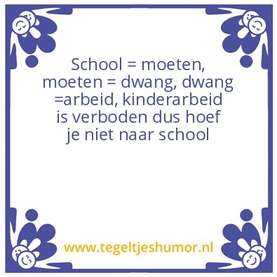 Tegeltje: Naar school
