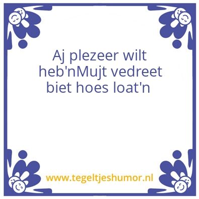 Tegeltje: Plezeer