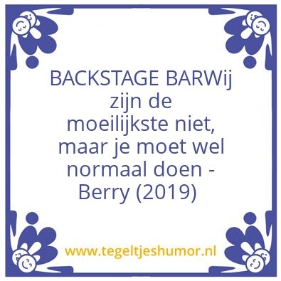 Tegeltje: Backstage bar