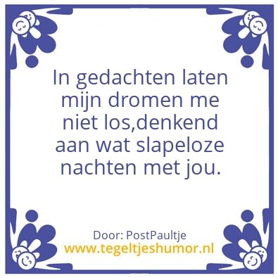 Tegeltje: Slapeloos met jou