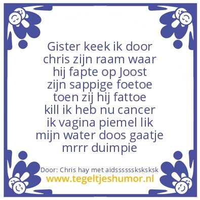Tegeltje: Chris is gay