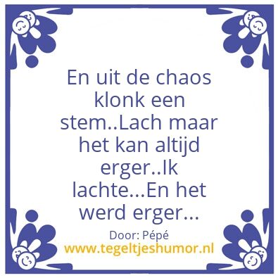 Tegeltje: En uit de cha