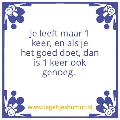Tegeltje: Je leeft maar 1 keer