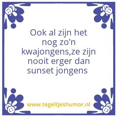 Tegeltje: Sunset jongens
