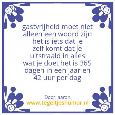 Tegeltje: gastvrijheid