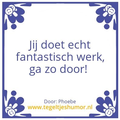 Tegeltje: Fantastisch werk