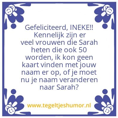 Tegeltje: Sarah 50