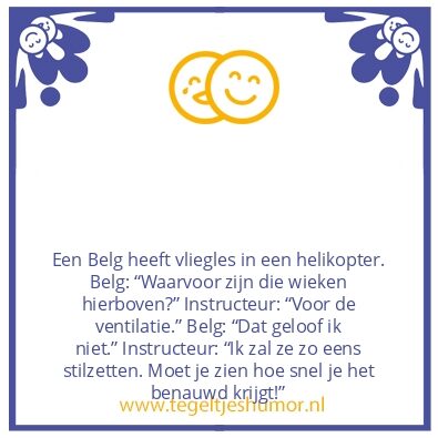 Tegeltje: Belg in helikopter