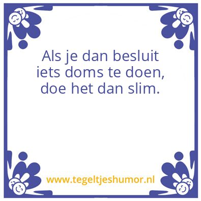 Tegeltje: slim dom doen