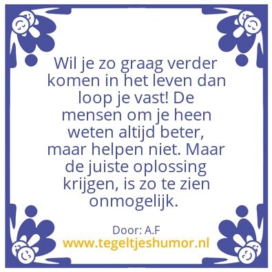 Tegeltje: Rare wereld. Verder komen