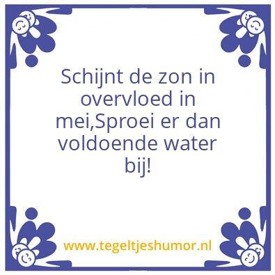 Tegeltje: Zon, water en mei