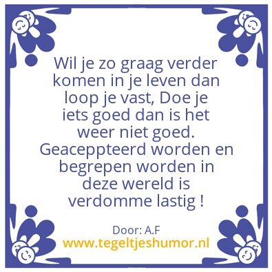 Tegeltje: Verder komen