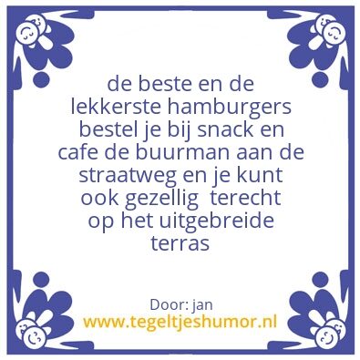 Tegeltje: bier en hamburgers