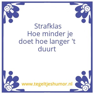 Tegeltje: Strafklas