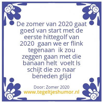 Tegeltje: Zomer 2020