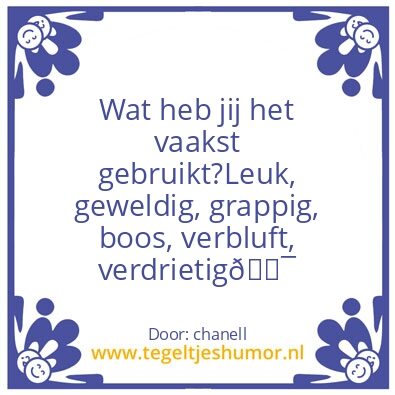 Tegeltje: geweldig