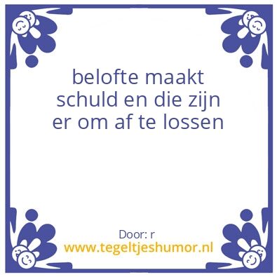Tegeltje: belofte
