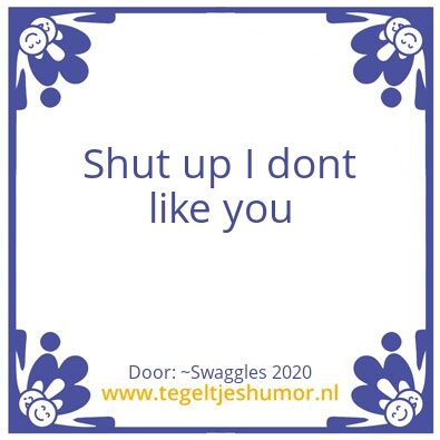 Tegeltje: Shut up I dont Like you