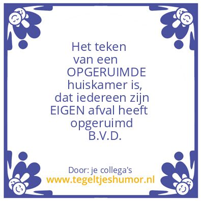 Tegeltje: opruimen