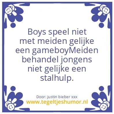 Tegeltje: meiden vs jongens