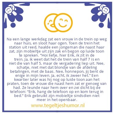 Tegeltje: Bellen in de trein
