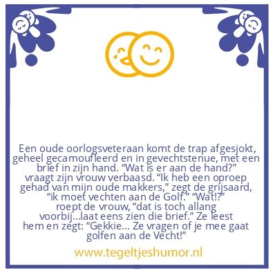 Tegeltje: Oude oorlogsveteraan