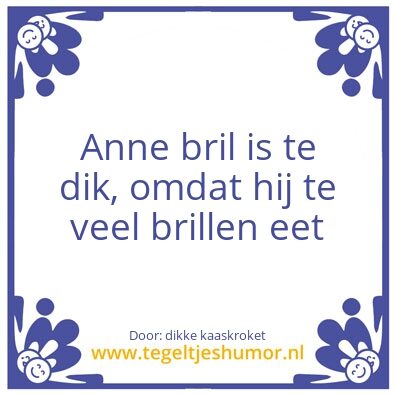 Tegeltje: dikke bril