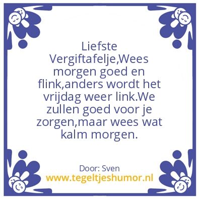 Tegeltje: VERGIFTAFELTJE