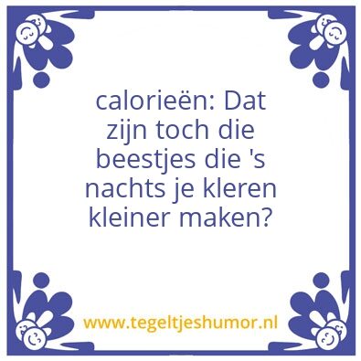 Tegeltje: calorieÃ«n