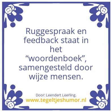 Tegeltje: Ruggespraak en â€¦â€¦