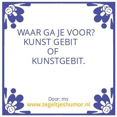 Tegeltje: HET KUNST VAN EEN GEBIT