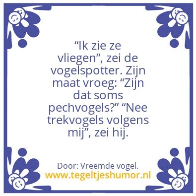 Tegeltje: Ik zie ze vliegen.