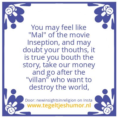 Tegeltje: “Mal” of the movie Inseption,