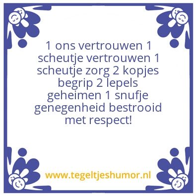 Tegeltje: Recept voor vriendschap
