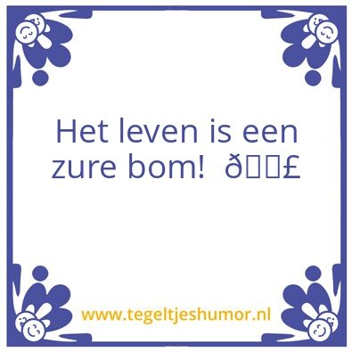 Tegeltje: Het leven is een zure bom!