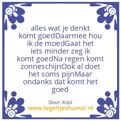 Tegeltje: Komt goed