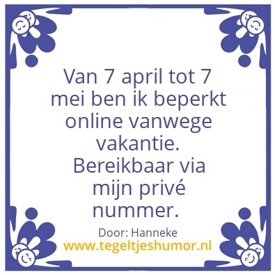 Tegeltje: Vakantie