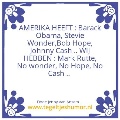 Tegeltje: Amerika en Wij ..