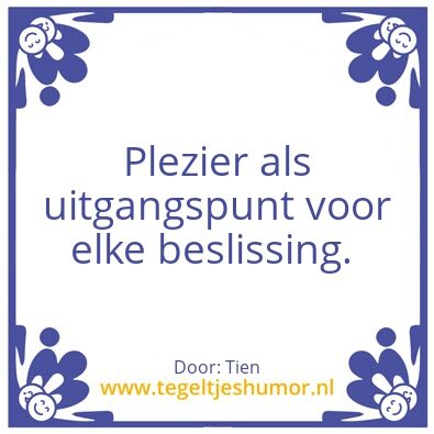 Tegeltje: Plezier