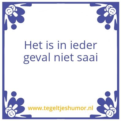 Tegeltje: niet Saai