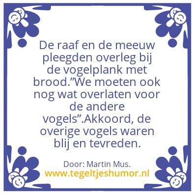 Tegeltje: De raaf en meeuw.