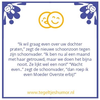 Tegeltje: Ze lijkt wel een non