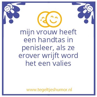 Tegeltje: handtas