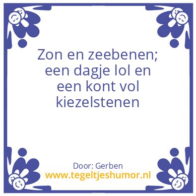Tegeltje: Vakantie op kiezelstrand
