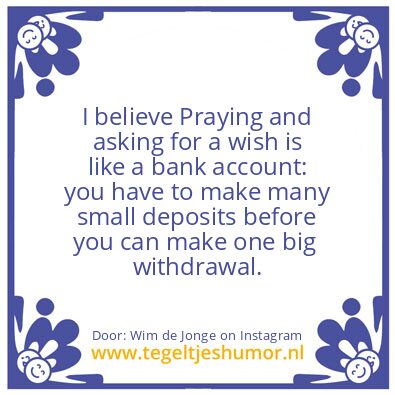 Tegeltje: Praying and make a wish