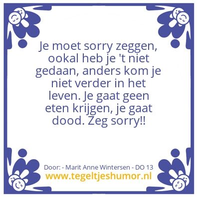 Tegeltje: Sorry