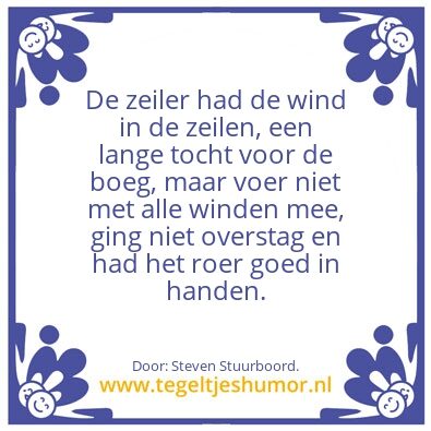 Tegeltje: De zeiler.