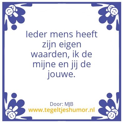 Tegeltje: Waarden