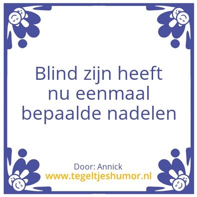 Tegeltje: Blind zijn