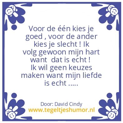 Tegeltje: Keuzes